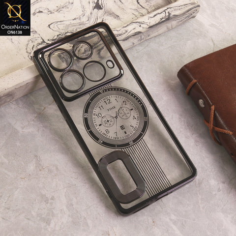 Infinix Note 40 Cover - Black - Electroplating Borders Logo Hole Camera Lens Protection Soft Silicone Case