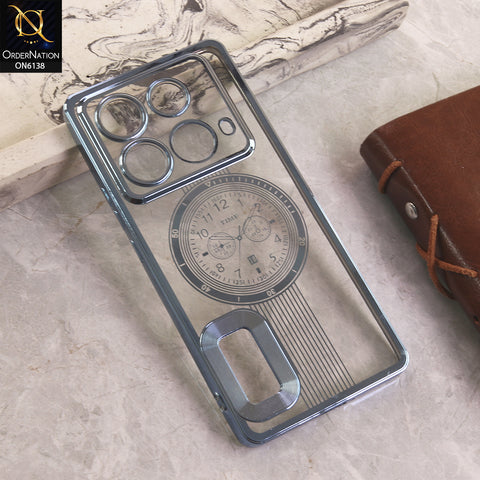 Infinix Note 40 Cover - Blue - Electroplating Borders Logo Hole Camera Lens Protection Soft Silicone Case