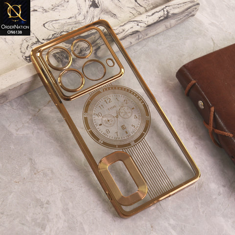 Infinix Note 40 Cover - Golden - Electroplating Borders Logo Hole Camera Lens Protection Soft Silicone Case