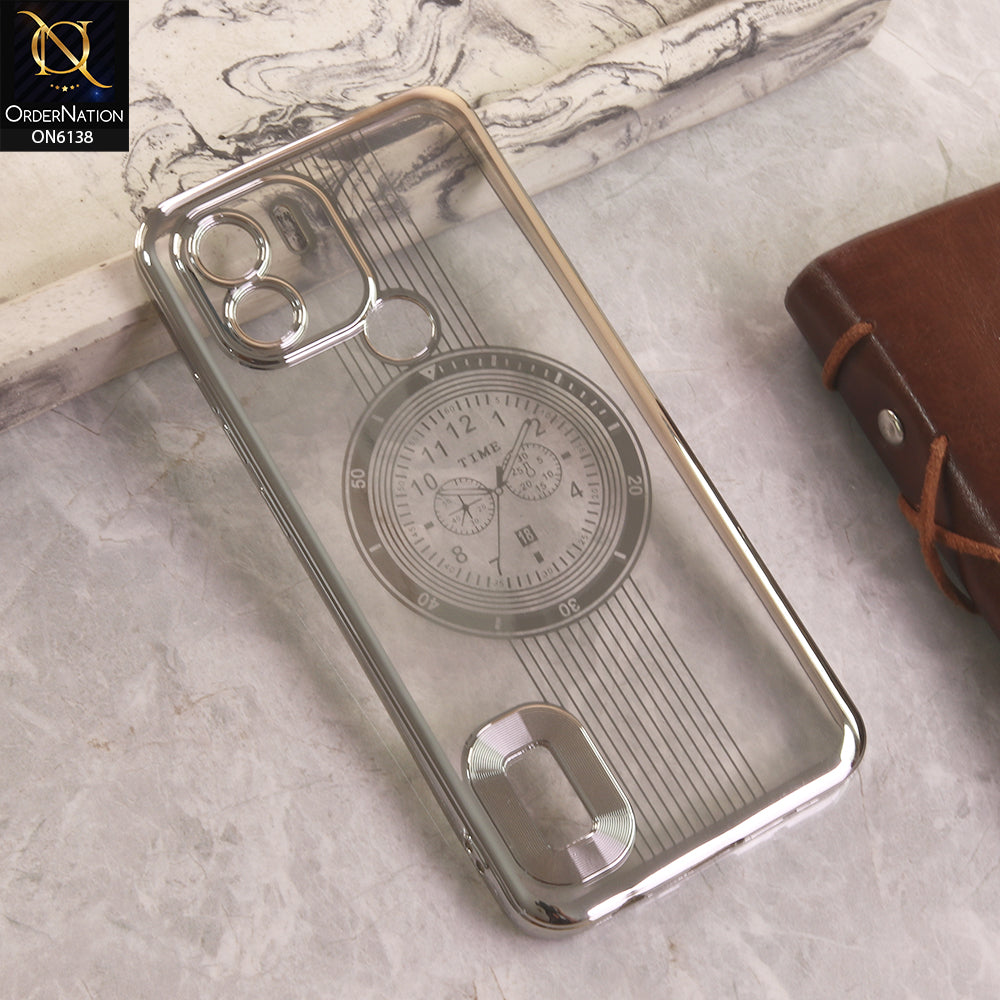 Xiaomi Poco C50 Cover - Silver - Electroplating Borders Logo Hole Camera Lens Protection Soft Silicone Case