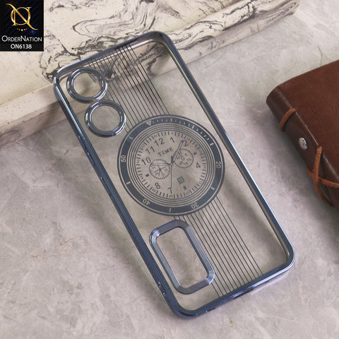 Vivo Y03 Cover - Blue - Electroplating Borders Logo Hole Camera Lens Protection Soft Silicone Case