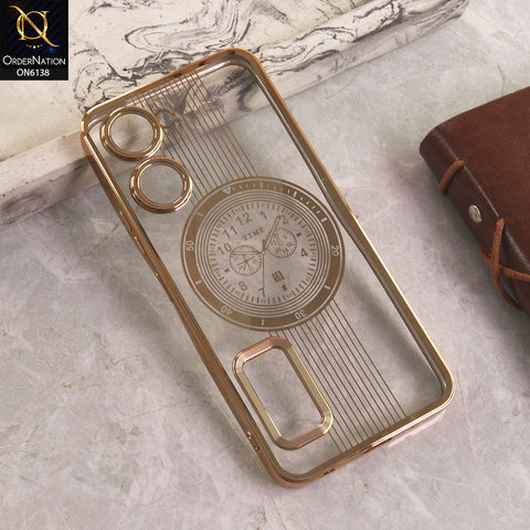 Vivo Y03 Cover - Golden - Electroplating Borders Logo Hole Camera Lens Protection Soft Silicone Case