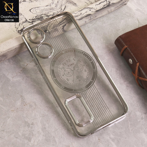 Vivo Y18 Cover - Silver - Electroplating Borders Logo Hole Camera Lens Protection Soft Silicone Case