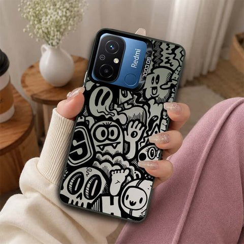 Xiaomi Redmi 12C Cover - Monochrome Mood Print Series - Lightweight Frosted Pearl Finish Anti-Fingerprint Shockproof Soft Borders Case