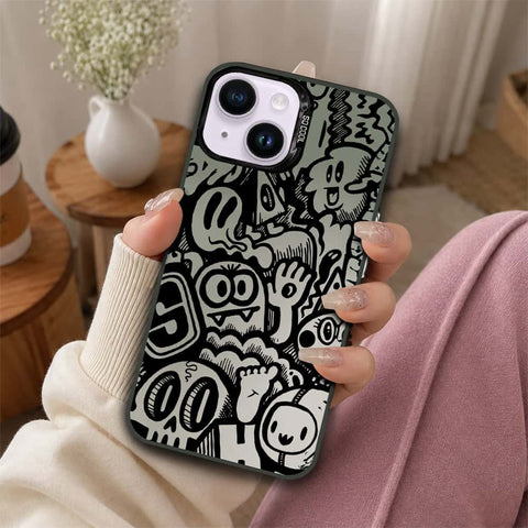 iPhone 14 Cover - Monochrome Mood Print Series - Lightweight Frosted Pearl Finish Anti-Fingerprint Shockproof Soft Borders Case
