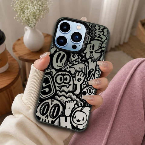 iPhone 13 Pro Cover - Monochrome Mood Print Series - Lightweight Frosted Pearl Finish Anti-Fingerprint Shockproof Soft Borders Case