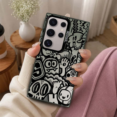 Samsung Galaxy S24 Ultra Cover - Monochrome Mood Print Series - Lightweight Frosted Pearl Finish Anti-Fingerprint Shockproof Soft Borders Case