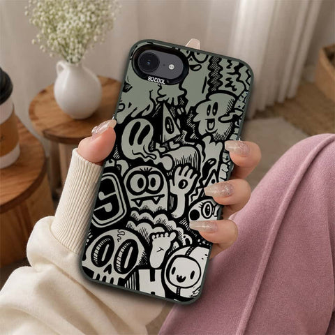 iPhone 16e Cover - Monochrome Mood Print Series - Lightweight Frosted Pearl Finish Anti-Fingerprint Shockproof Soft Borders Case