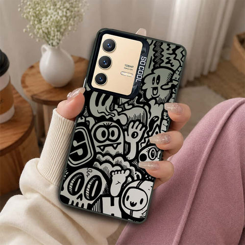 Vivo V23 5G Cover - Monochrome Mood Print Series - Lightweight Frosted Pearl Finish Anti-Fingerprint Shockproof Soft Borders Case