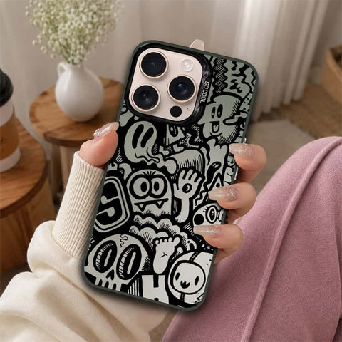 iPhone 16 Pro Cover - Monochrome Mood Print Series - Lightweight Frosted Pearl Finish Anti-Fingerprint Shockproof Soft Borders Case