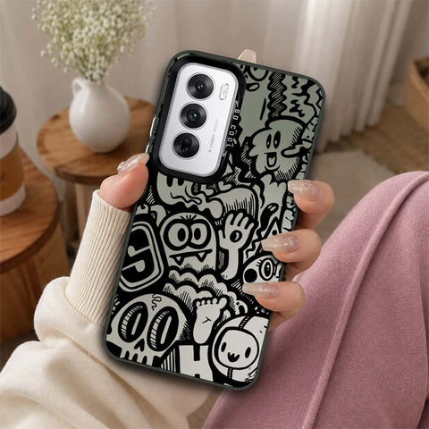 Oppo Reno 12 Cover - Monochrome Mood Print Series - Lightweight Frosted Pearl Finish Anti-Fingerprint Shockproof Soft Borders Case