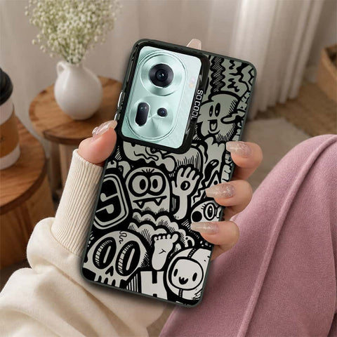 Oppo Reno 11 5G Cover - Monochrome Mood Print Series - Lightweight Frosted Pearl Finish Anti-Fingerprint Shockproof Soft Borders Case