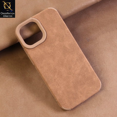 iPhone 11 Cover - Brown - Luxury Matte Soft Suede Leather Phone Case with Camera Protection