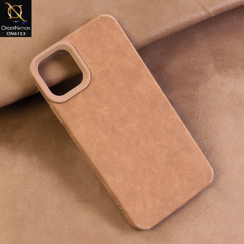 iPhone 11 Pro Max Cover - Brown - Luxury Matte Soft Suede Leather Phone Case with Camera Protection