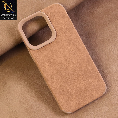 iPhone 13 Pro Cover - Brown - Luxury Matte Soft Suede Leather Phone Case with Camera Protection