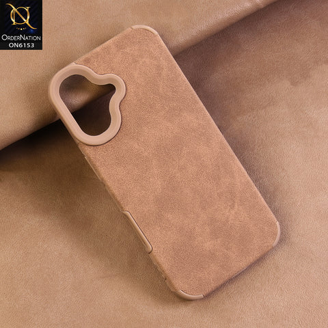iPhone 17 Cover - Brown - Luxury Matte Soft Suede Leather Phone Case with Camera Protection
