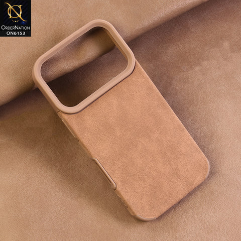 iPhone 17 Pro Cover - Brown - Luxury Matte Soft Suede Leather Phone Case with Camera Protection