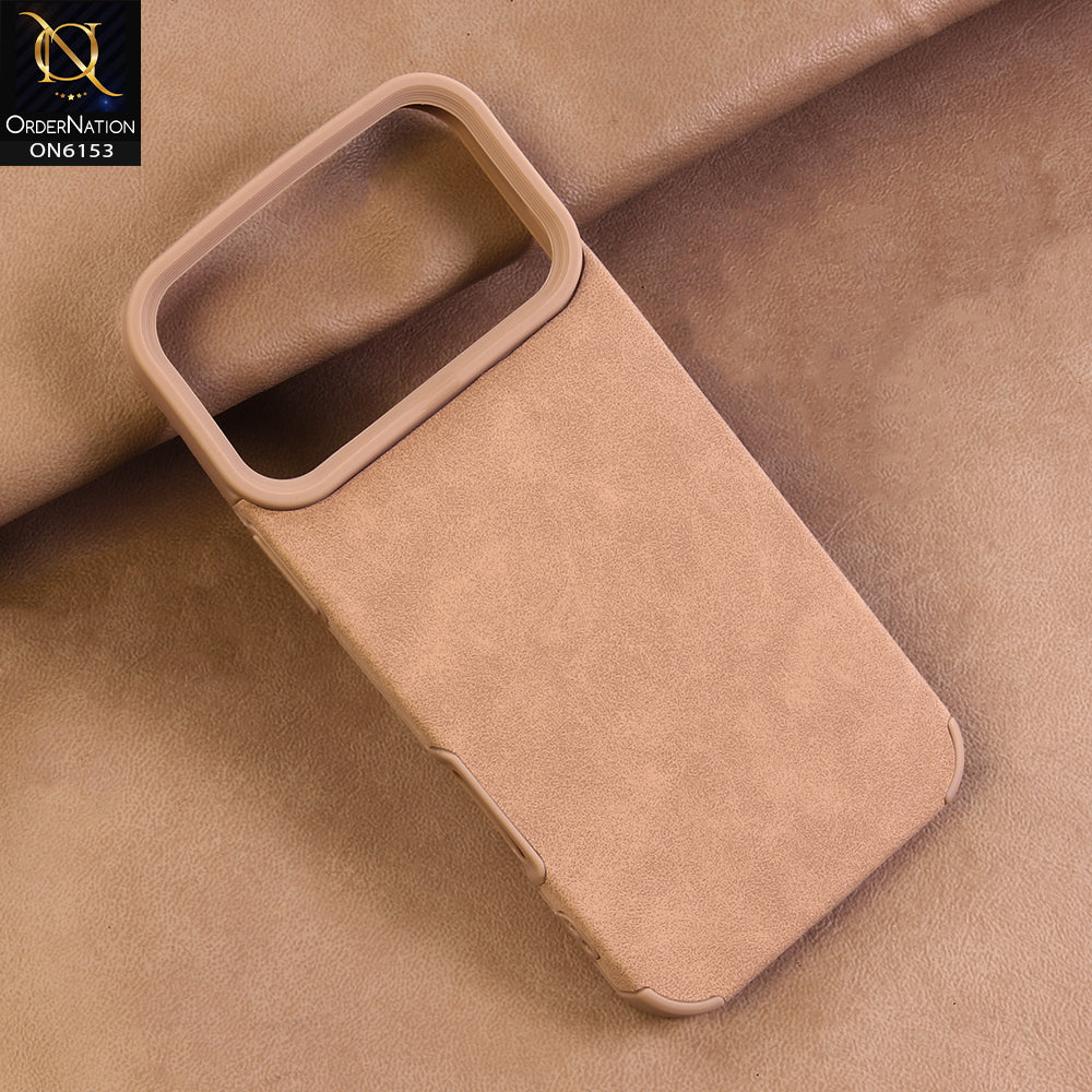 iPhone 17 Pro Max Cover - Brown - Luxury Matte Soft Suede Leather Phone Case with Camera Protection