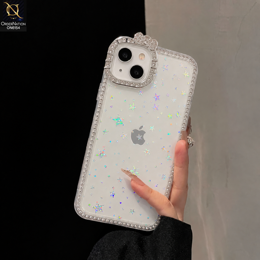 iPhone 14 Cover - Silver - Luxury Star Rhinestone Protective Phone Case Cover