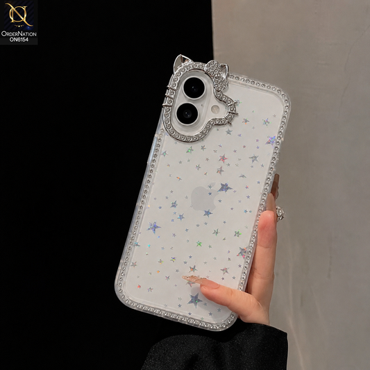 iPhone 16 Cover - Silver - Luxury Star Rhinestone Protective Phone Case Cover
