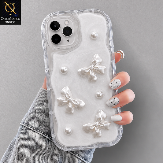 iPhone 12 Pro Max Cover - White - Luxury Glitter Pearl Bowknot Protective Phone Case Cover