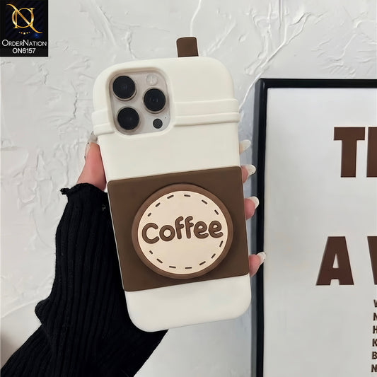 iPhone 13 Pro Max Cover - Off White - Creative Beverage Cup Design Shockproof Protective Mobile Shell with Holder