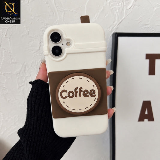 iPhone 17 Cover - Off White - Creative Beverage Cup Design Shockproof Protective Mobile Shell with Holder