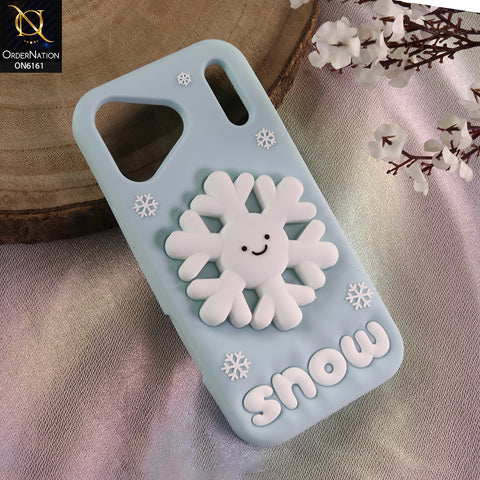 iPhone 17 Pro Cover - Sky Blue - New Soft Silicon Cute 3D Snowflake Silicone Phone Case – Soft Shockproof  Cover