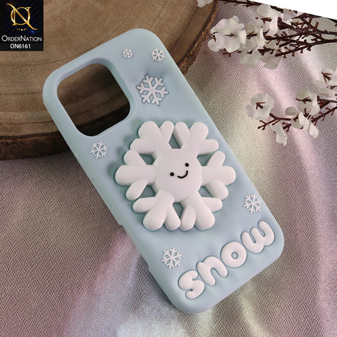 iPhone 16 Pro Max Cover - Sky Blue - New Soft Silicon Cute 3D Snowflake Silicone Phone Case – Soft Shockproof  Cover