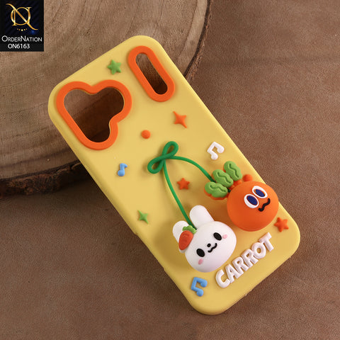 iPhone 17 Pro Cover - Yellow - New Soft Silicon Cartoon Animal & Carrot Phone Case Soft TPU Shockproof Cover