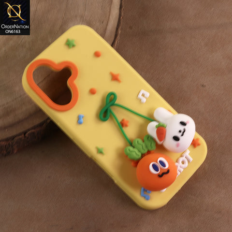 iPhone 16 Cover - Yellow - New Soft Silicon Cartoon Animal & Carrot Phone Case Soft TPU Shockproof Cover