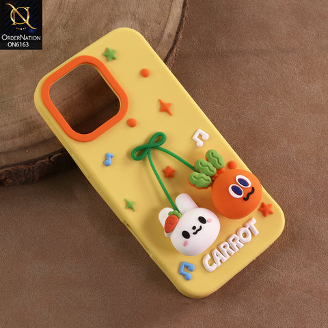 iPhone 14 Pro Max Cover - Yellow - New Soft Silicon Cartoon Animal & Carrot Phone Case Soft TPU Shockproof Cover