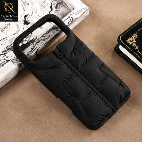 iPhone 18 Pro Cover - Black - 3D Zipper Puffer Jacket Phone Case – Cute Soft Silicone Cover