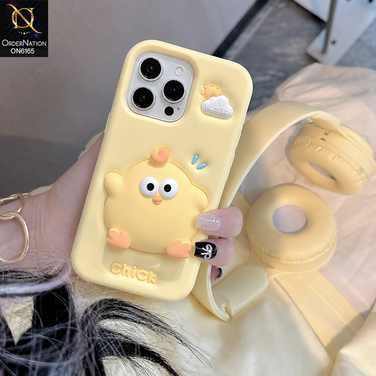 iPhone 12 Pro Max Cover - Yellow - Cute 3D Cartoon Silicone Phone Case | Aesthetic Shockproof Protective Mobile Cover