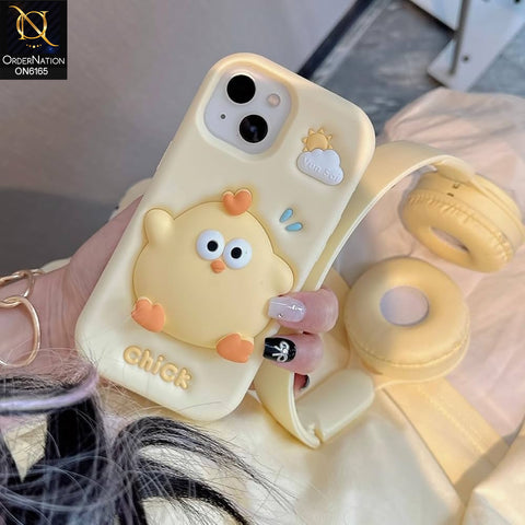 iPhone 13 Cover - Yellow - Cute 3D Cartoon Silicone Phone Case | Aesthetic Shockproof Protective Mobile Cover
