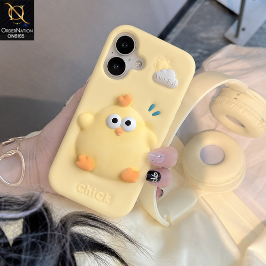 iPhone 16 Cover - Yellow - Cute 3D Cartoon Silicone Phone Case | Aesthetic Shockproof Protective Mobile Cover