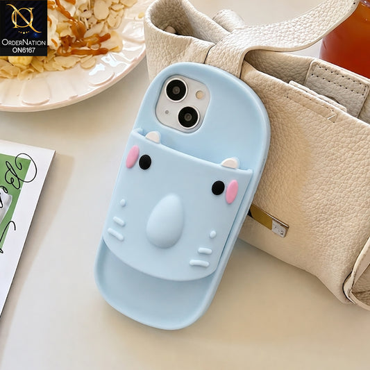iPhone 14 Cover - Blue - Unique 3D Flip Flop Style Protective Silicone Phone Case Cover