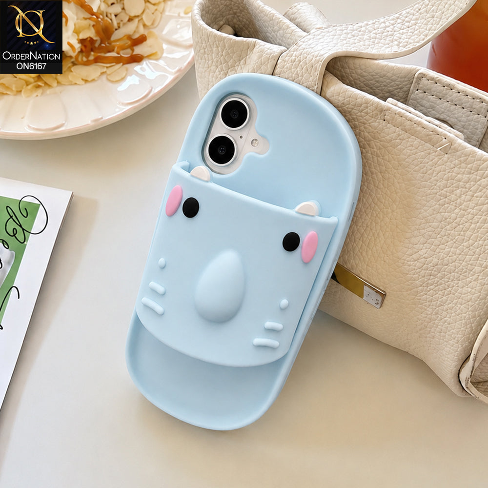 iPhone 16 Cover - Blue - Unique 3D Flip Flop Style Protective Silicone Phone Case Cover