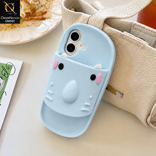 iPhone 16 Cover - Blue - Unique 3D Flip Flop Style Protective Silicone Phone Case Cover