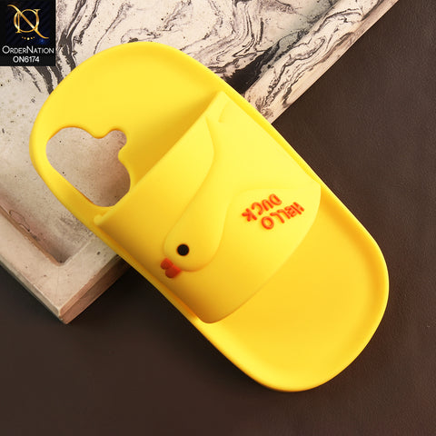 iPhone 16 Cover - Yellow - Cute Slipper Design Soft Silicone Shockproof Mobile Back Cover
