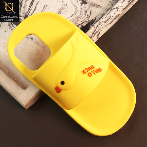 iPhone 15 Cover - Yellow - Cute Slipper Design Soft Silicone Shockproof Mobile Back Cover