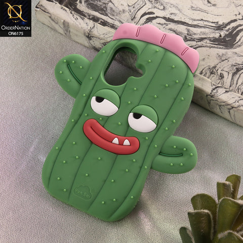 iPhone 16 Cover - Green - New Soft Silicon Cute 3D Plant Character Protective Case