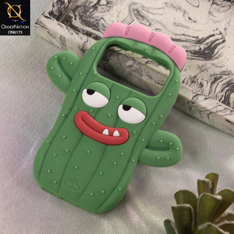 iPhone 17 Pro Max Cover - Green - New Soft Silicon Cute 3D Plant Character Protective Case