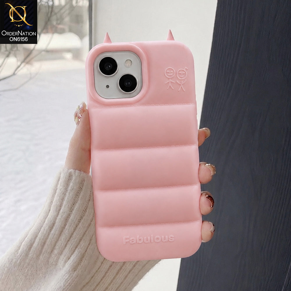 iPhone 15 Cover - Pink - Trendy Puffer Vest Design Silicone Mobile Case with Protective Edges