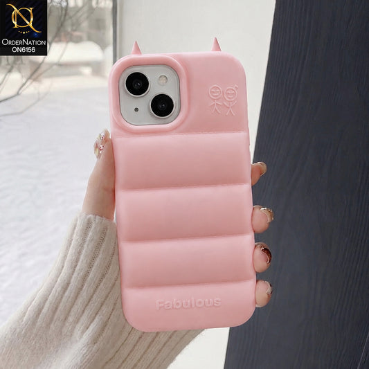 iPhone 14 Cover - Pink - Trendy Puffer Vest Design Silicone Mobile Case with Protective Edges