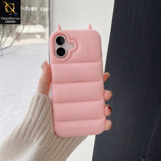 iPhone 16 Cover - Pink - Trendy Puffer Vest Design Silicone Mobile Case with Protective Edges