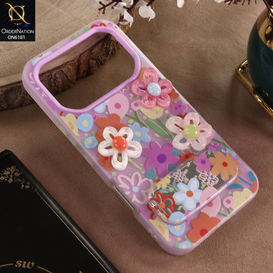 Infinix Note 60 Pro Cover - Purple - 3D Daisy & Blossom Shockproof Case with Mirror