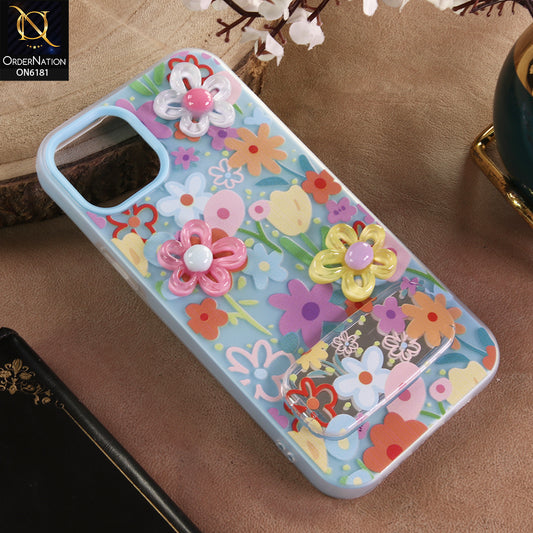 iPhone 11 Pro Max Cover - Blue - 3D Daisy & Blossom Shockproof Case with Mirror