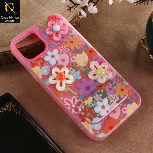 iPhone 11 Pro Max Cover - Pink - 3D Daisy & Blossom Shockproof Case with Mirror