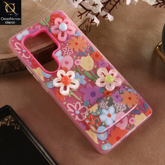 itel S25 Ultra Cover - Pink - 3D Daisy & Blossom Shockproof Case with Mirror